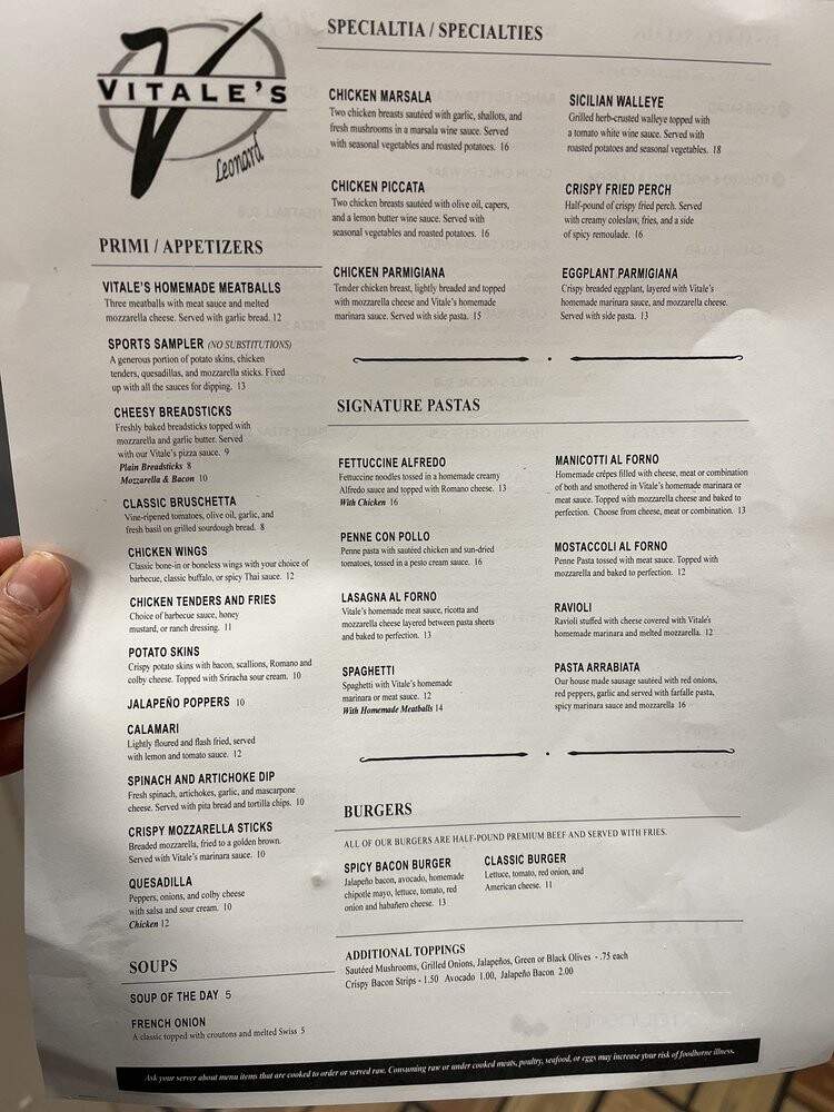 Vitale's Pizza And Take-out - Grand Rapids, MI menu_pic