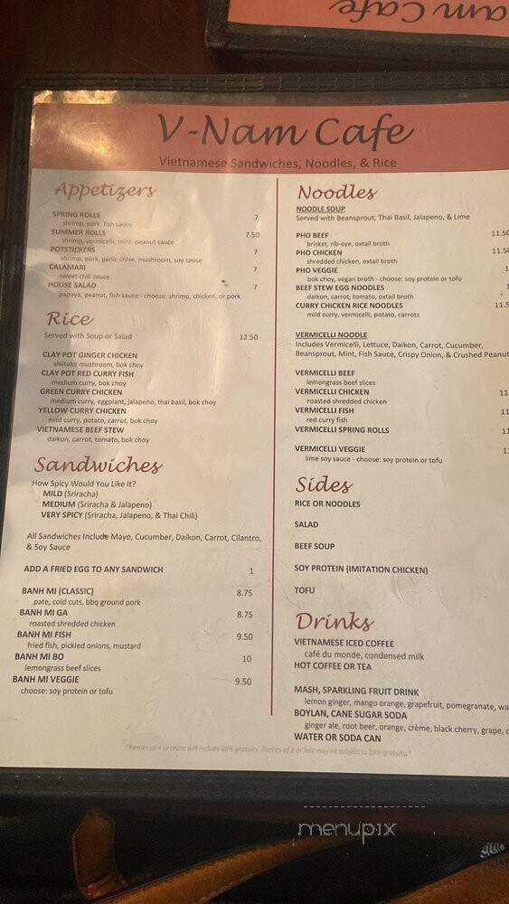 V-Nam Cafe - New York, NY menu_pic