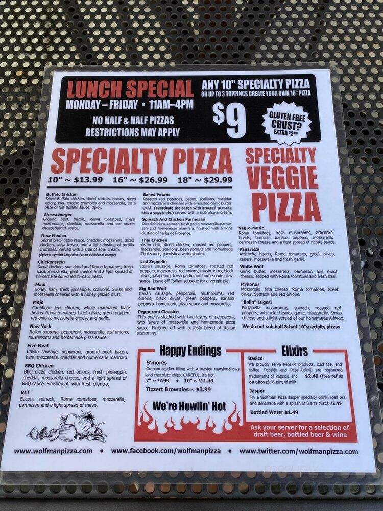 Wolfman Pizza - Charlotte, NC menu_pic