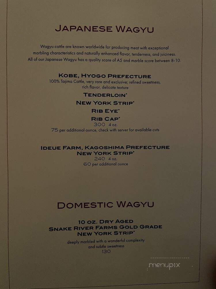 SW Steakhouse - Las Vegas, NV menu_pic