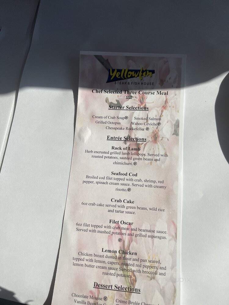 Yellowfin - Edgewater, MD menu_pic