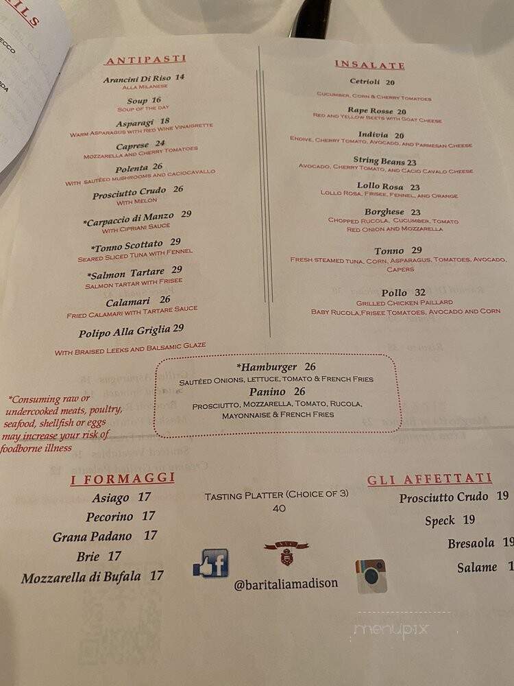 Bar Italia - New York, NY menu_pic