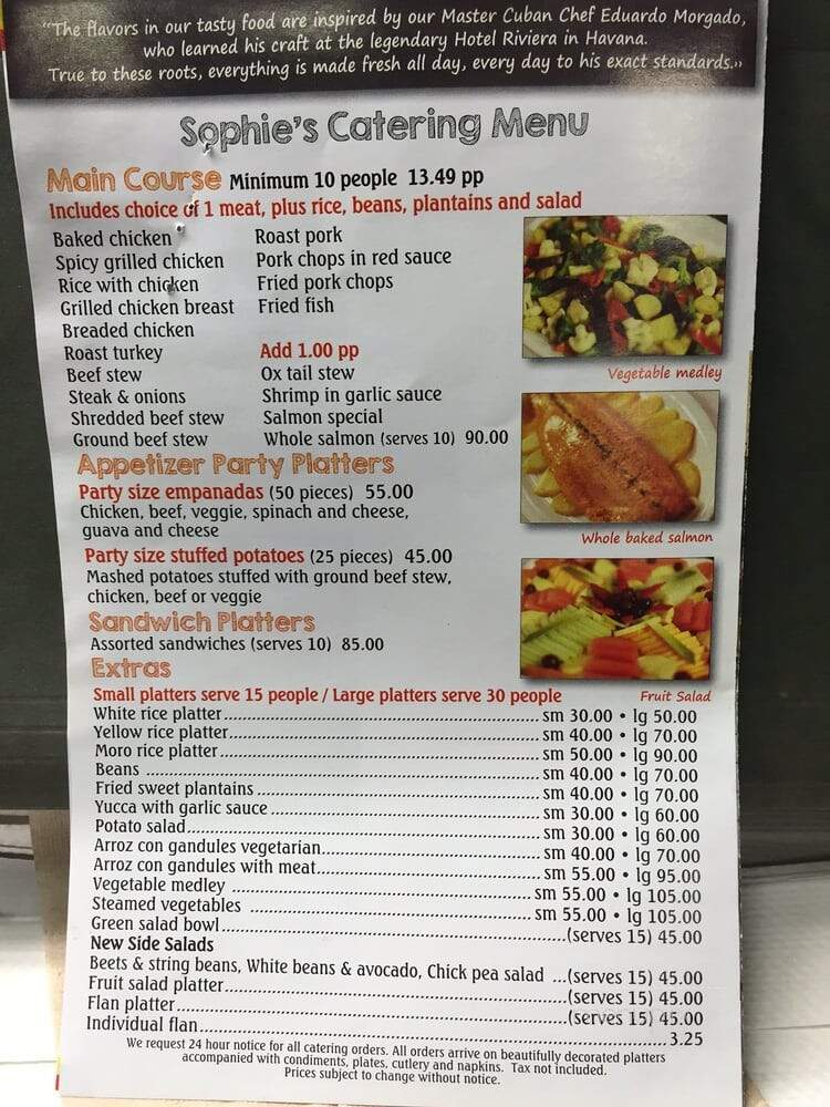 Sophie's Cuban Cuisine - New York, NY menu_pic
