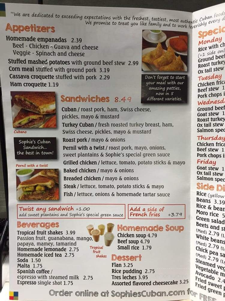 Sophie's Cuban Cuisine - New York, NY menu_pic