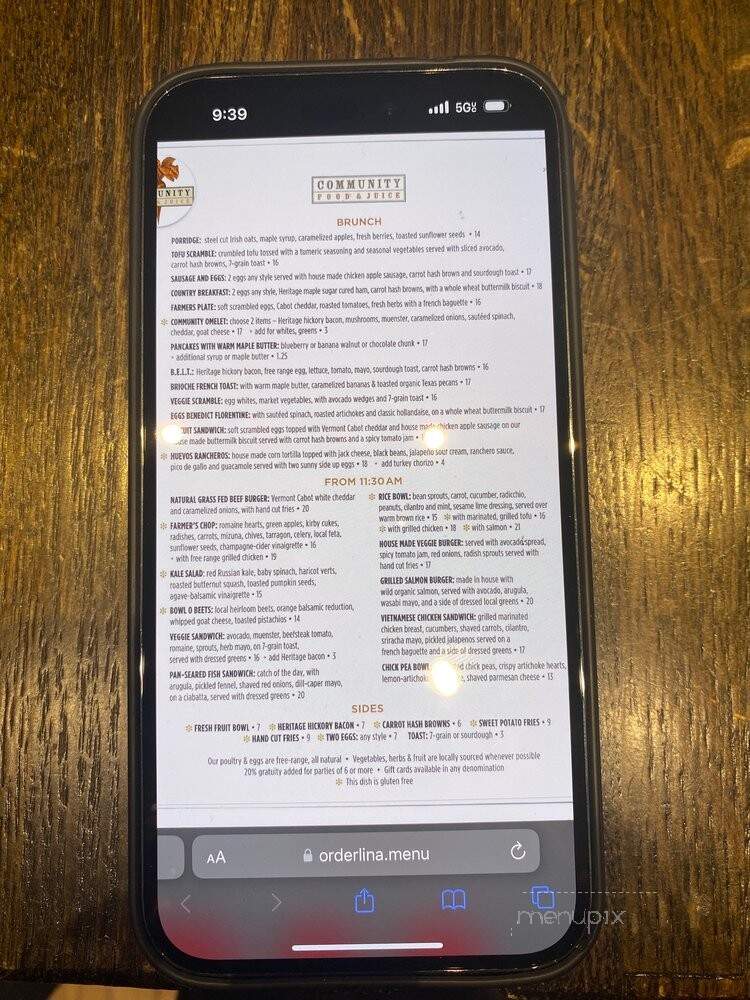 Community Food & Juice - New York, NY menu_pic