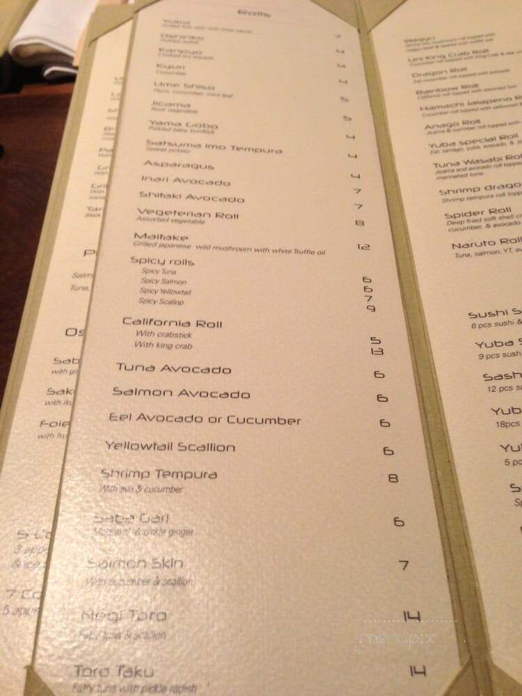 Yuba - New York, NY menu_pic