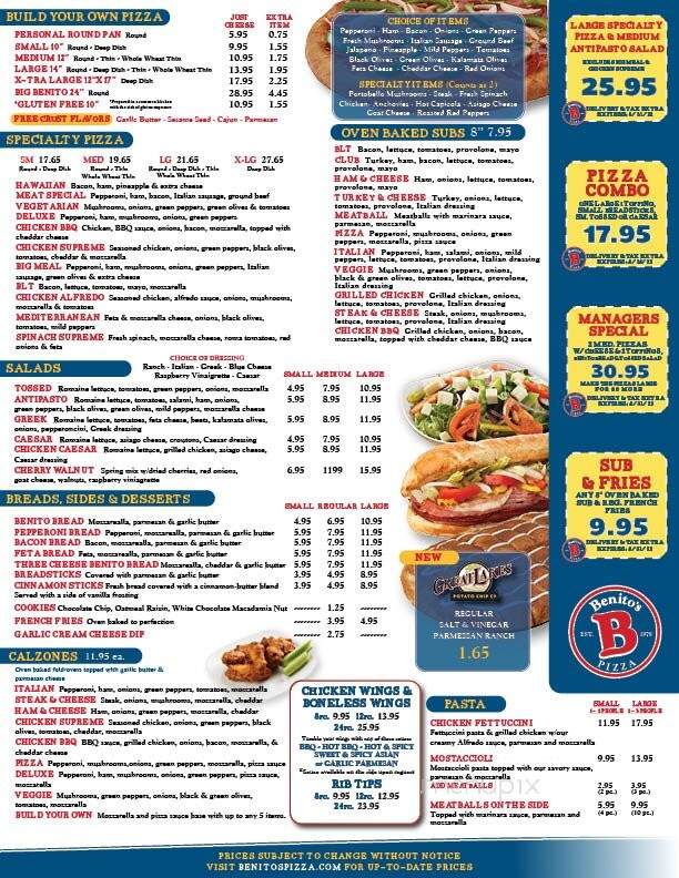 Benito's Pizza - Northville, MI menu_pic