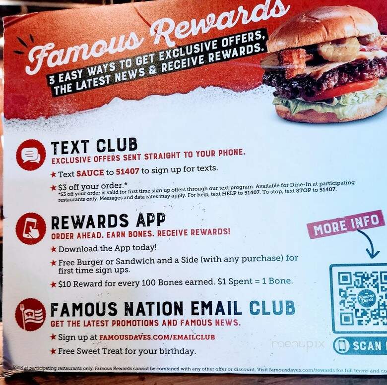 Famous Dave's Bar-B-Que - Novi, MI menu_pic
