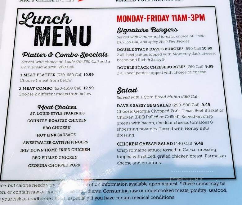 Famous Dave's Bar-B-Que - Novi, MI menu_pic