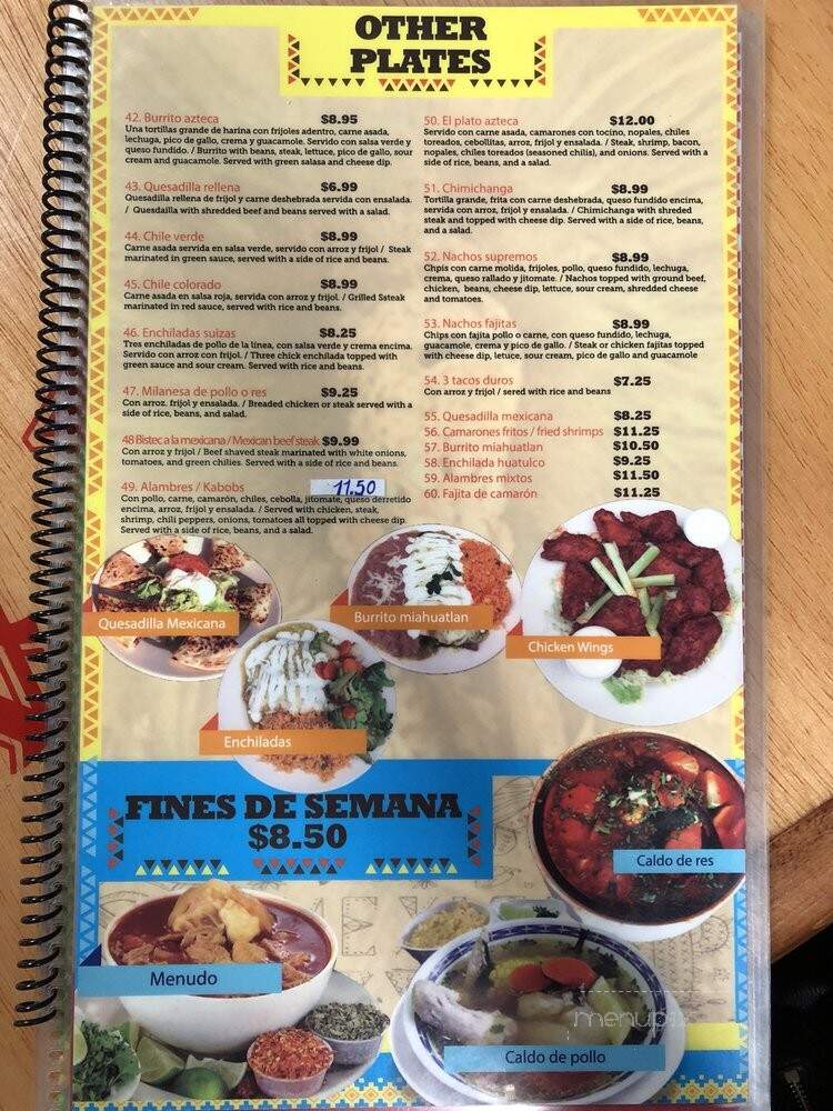 El Azteca - Huntsville, AL menu_pic