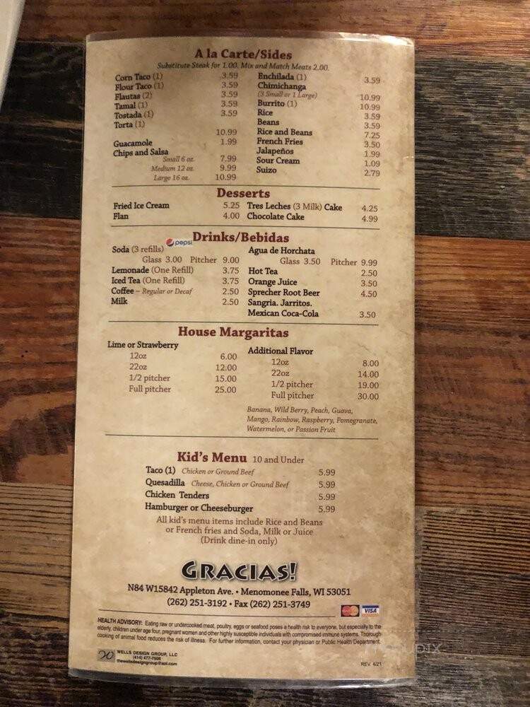 Su Casa Mexican Restaurant - Menomonee Falls, WI menu_pic