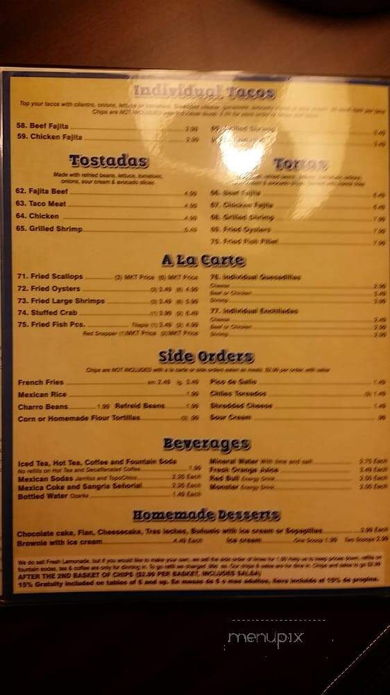 Tampico Seafood & Cocna Mexicana 2 - Houston, TX menu_pic