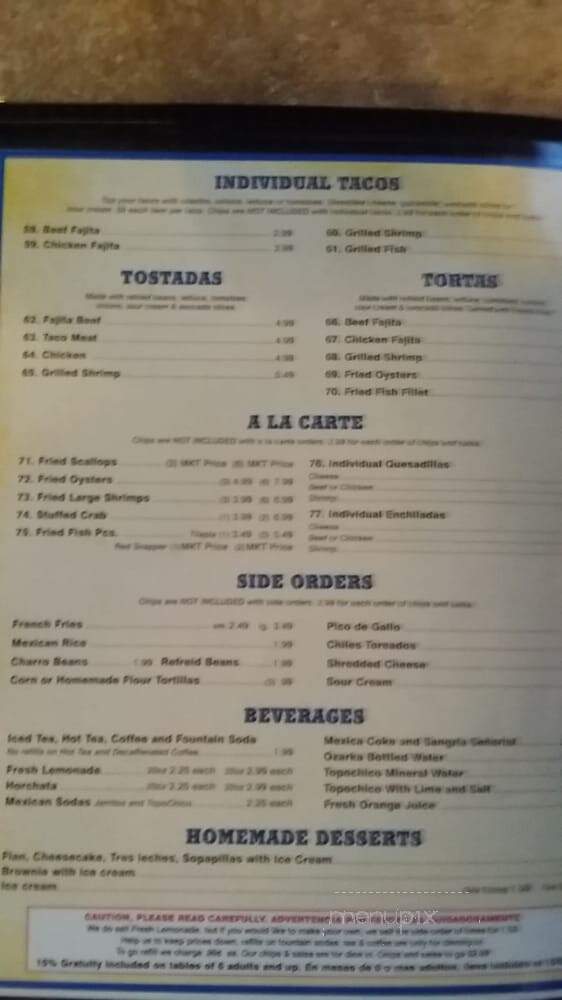 Tampico Seafood & Cocna Mexicana 2 - Houston, TX menu_pic