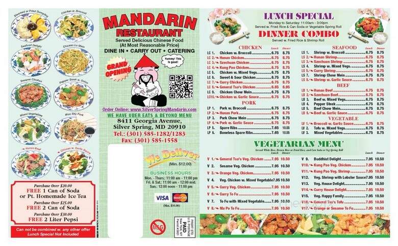 Mandarin Restaurant - Silver Spring, MD menu_pic
