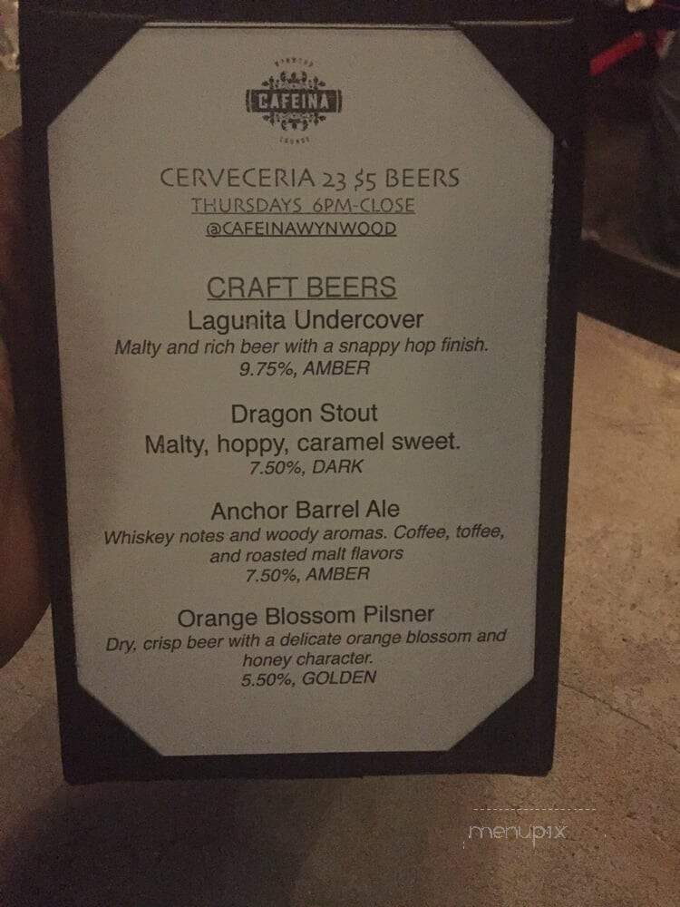 Cafeina - Miami, FL menu_pic