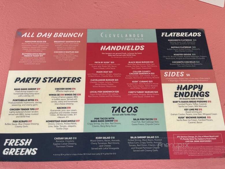 The Clevelander - Miami Beach, FL menu_pic