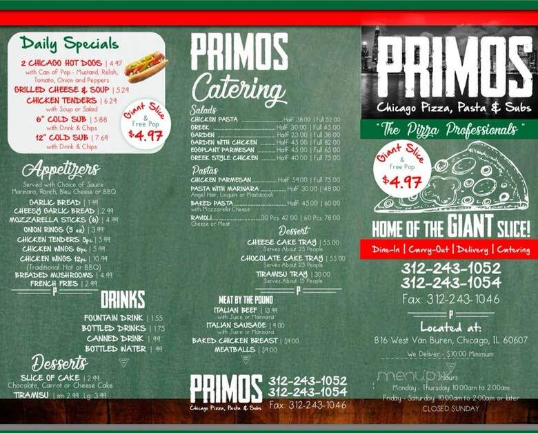 Primos Chicago Pizza - Chicago, IL menu_pic
