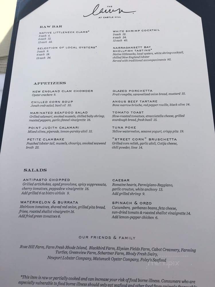 The Dining Room at the Castle Hill Inn & Resort - Newport, RI menu_pic