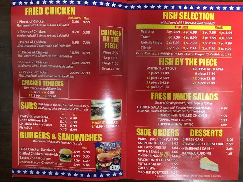 N Y Fried Chicken - Baltimore, MD menu_pic
