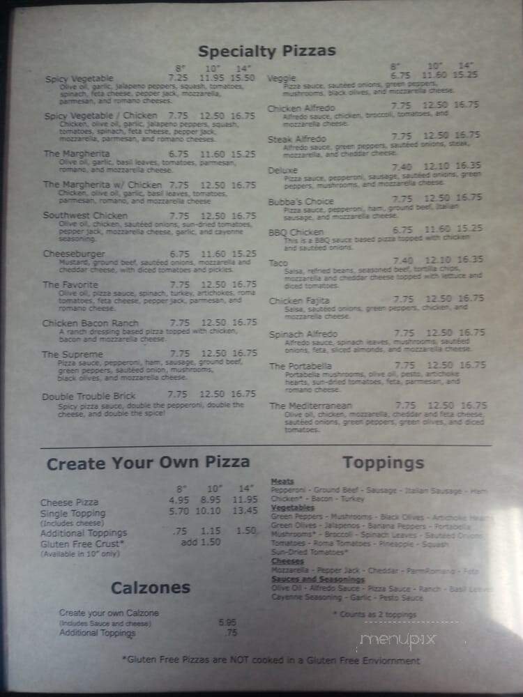 Brick Oven Pizza - Conway, AR menu_pic