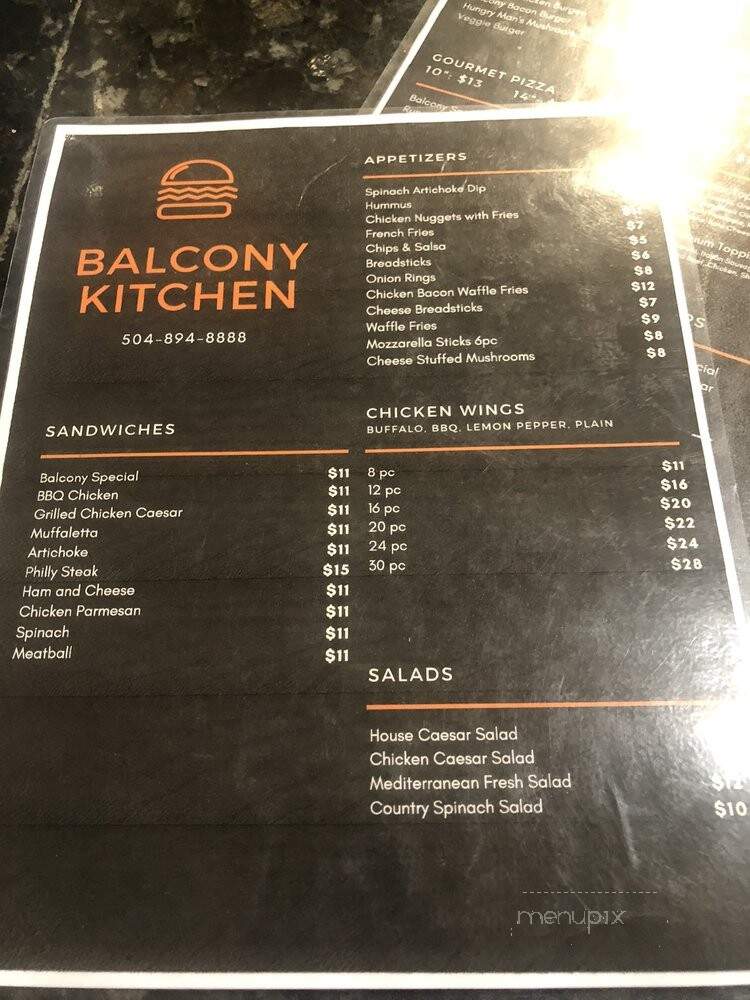 Balcony Bar, The - New Orleans, LA menu_pic
