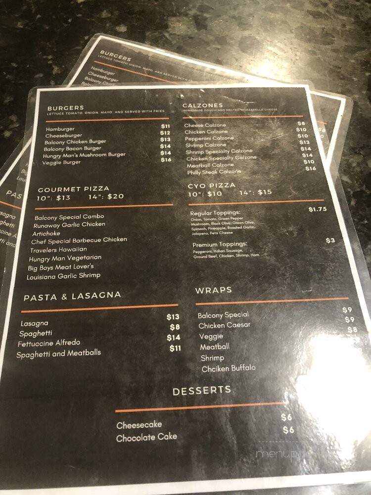 Balcony Bar, The - New Orleans, LA menu_pic