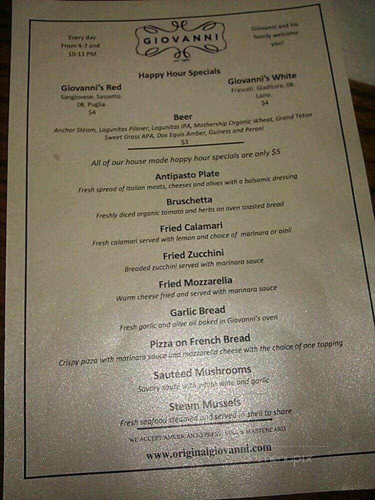 Giovanni's Pizza - Berkeley, CA menu_pic