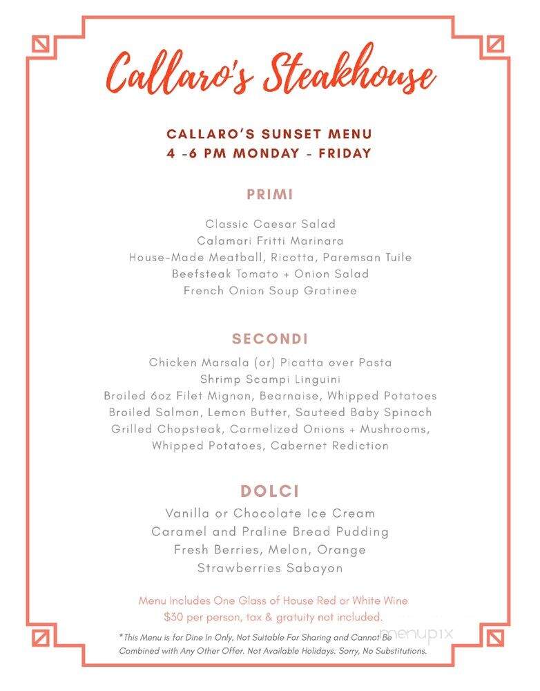 Callaro's - Lake Worth, FL menu_pic