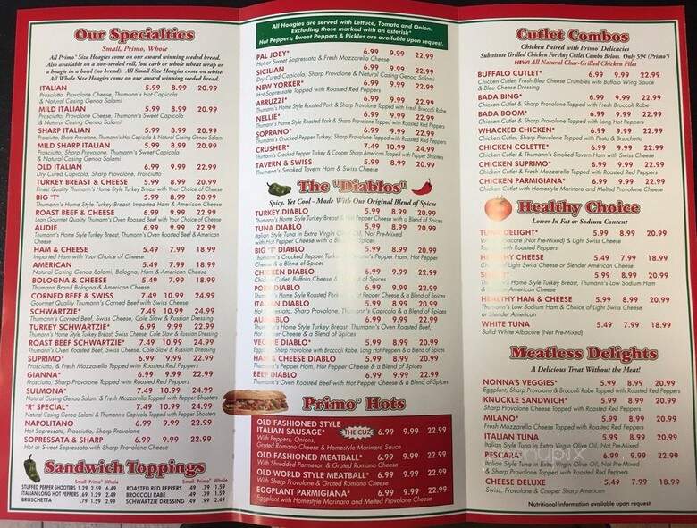 PrimoHoagies - Prospect Park, PA menu_pic