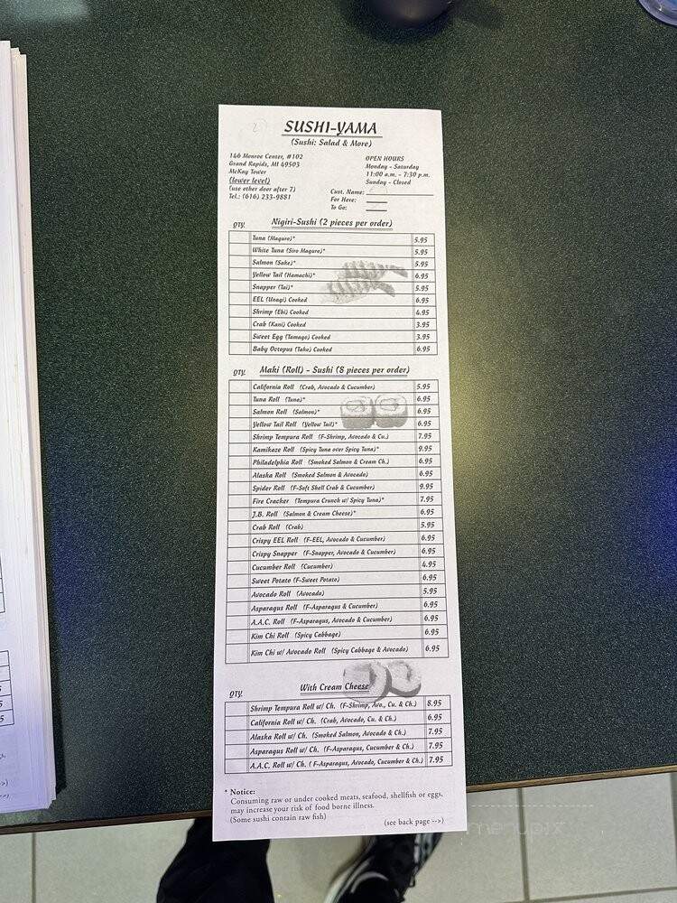 Sushi Yama - Grand Rapids, MI menu_pic
