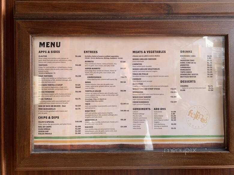 Felipe's Taqueria - Cambridge, MA menu_pic