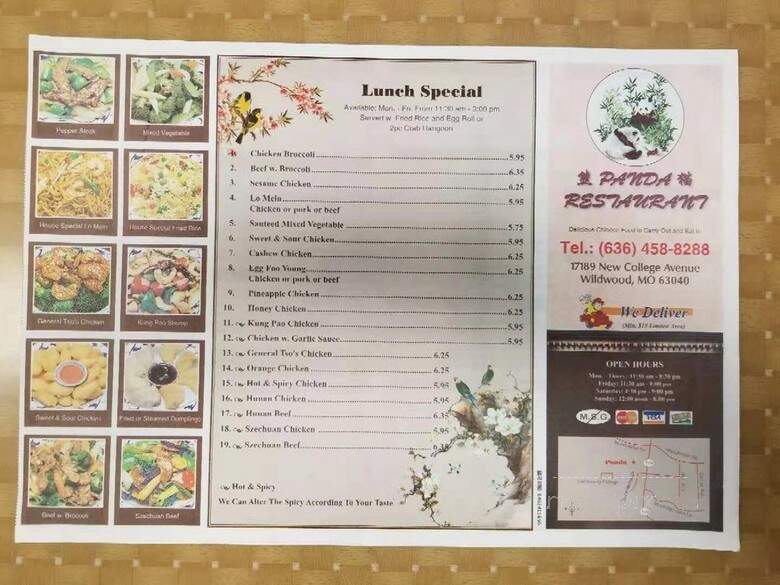 Panda Chinese Restaurant - Grover, MO menu_pic