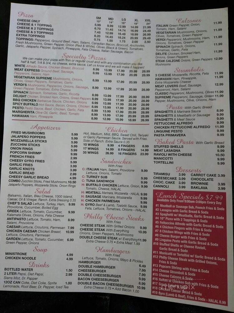 Cafe Verdi - Las Vegas, NV menu_pic