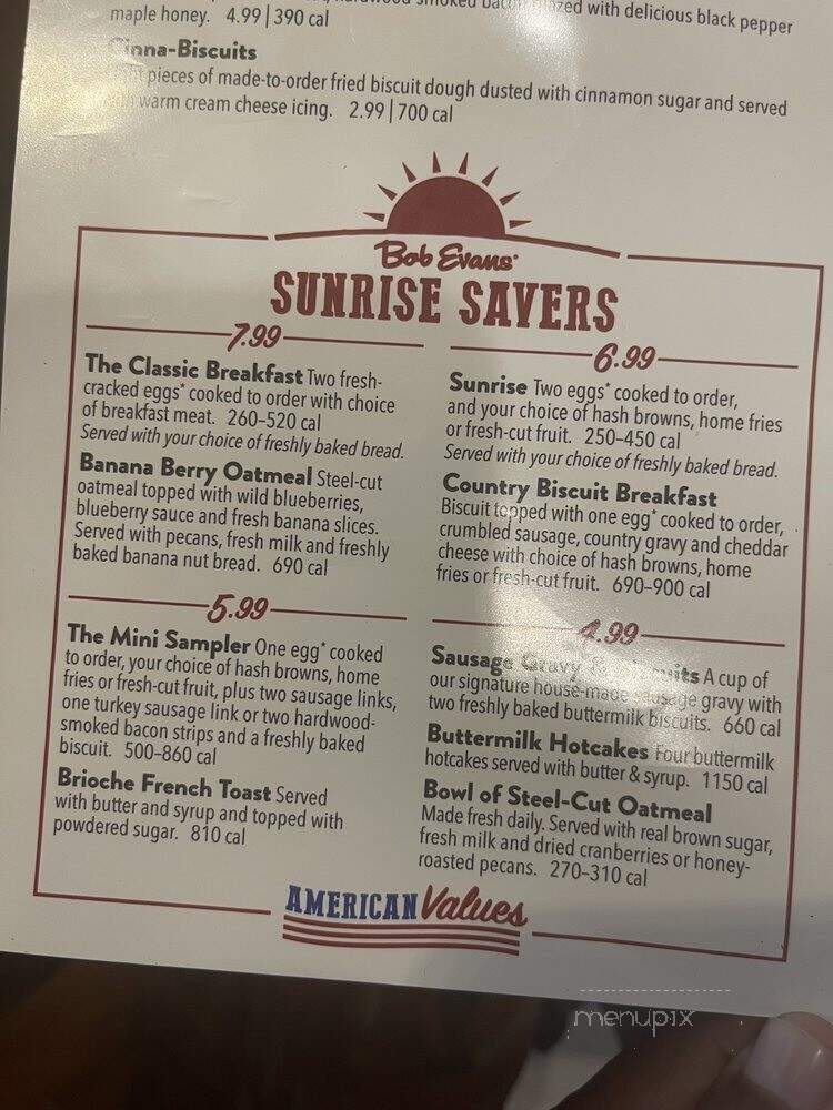 Bob Evans Restaurant - Charlotte, NC menu_pic