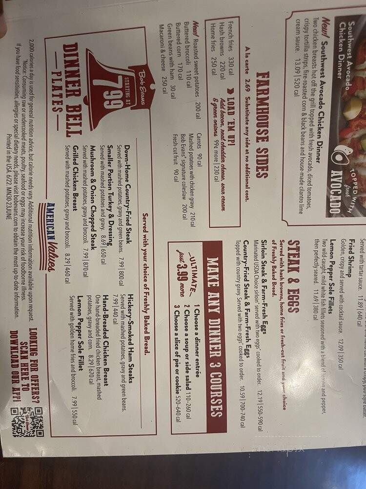 Bob Evans Restaurant - Charlotte, NC menu_pic