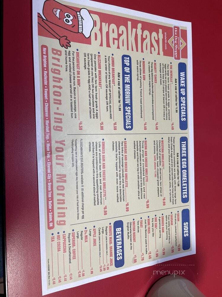 Brighton Hot Dog Shoppes - Beaver, PA menu_pic