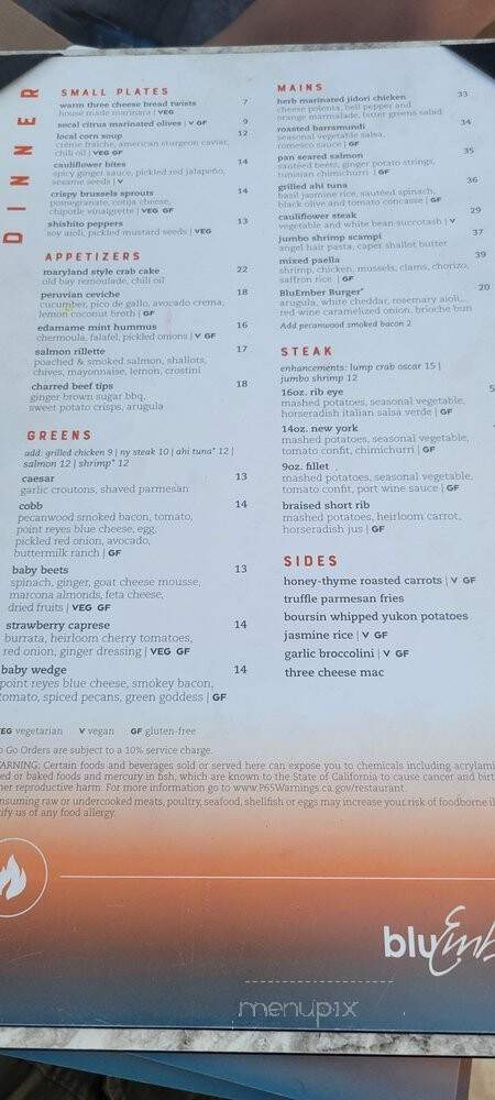 bluEmber - Rancho Mirage, CA menu_pic