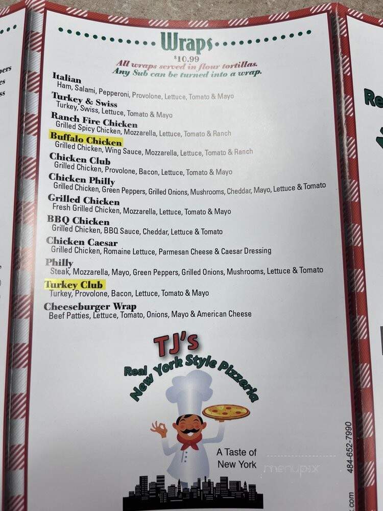 TJs New York Style Pizzeria - Sebastian, FL menu_pic