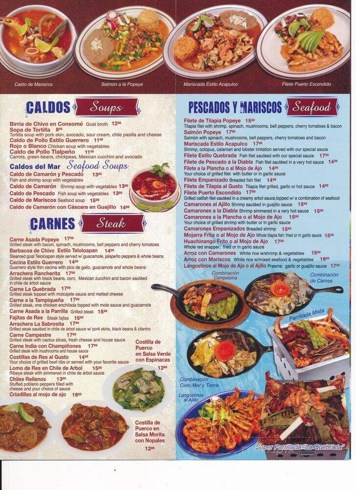 La Quebrada Restaurant - Chicago, IL menu_pic