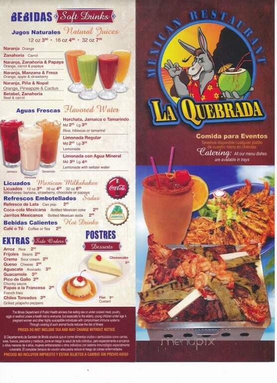La Quebrada Restaurant - Chicago, IL menu_pic