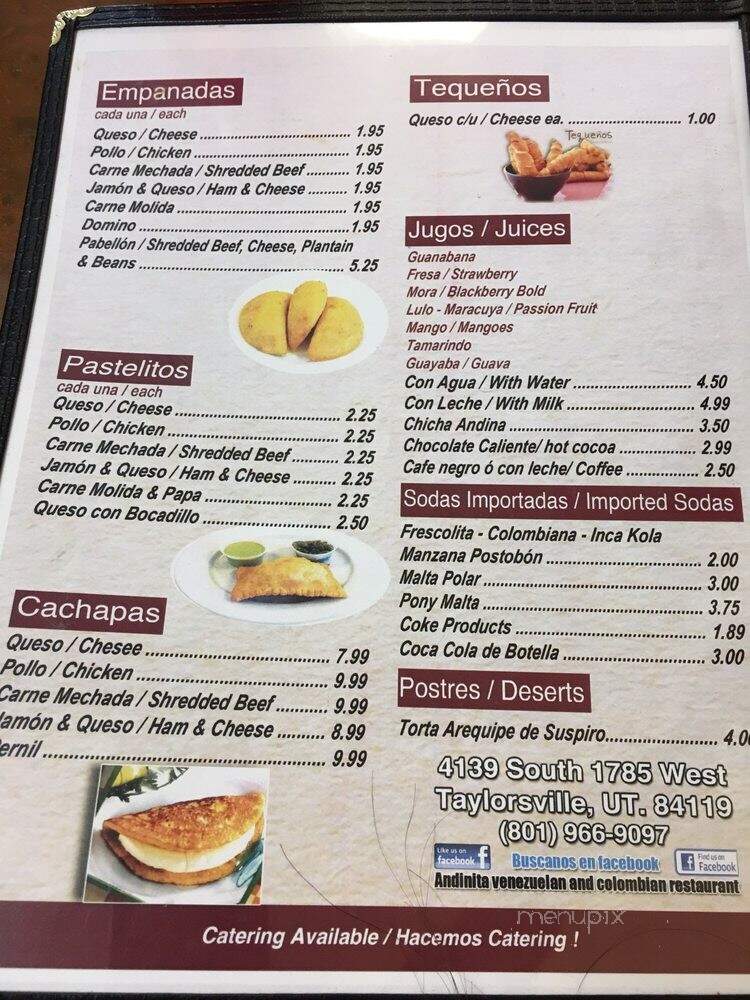Andinitas Restaurant - Salt Lake City, UT menu_pic