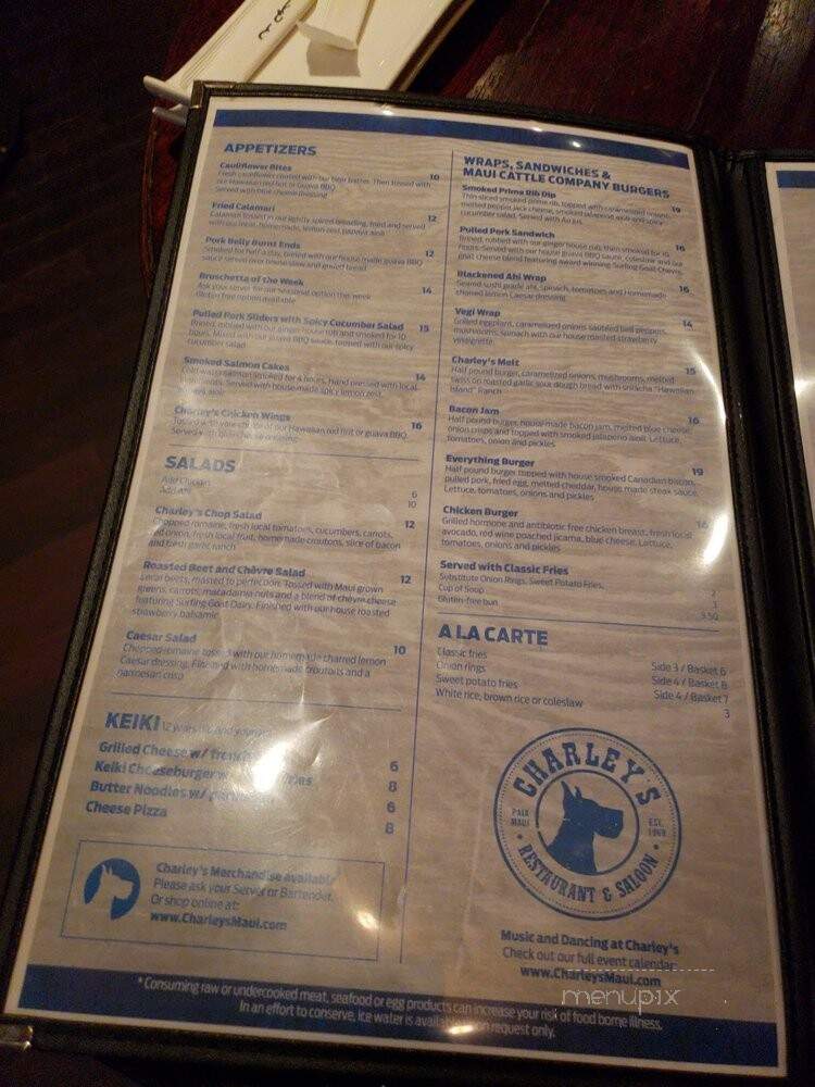 Charleys Restaurant - Paia, HI menu_pic