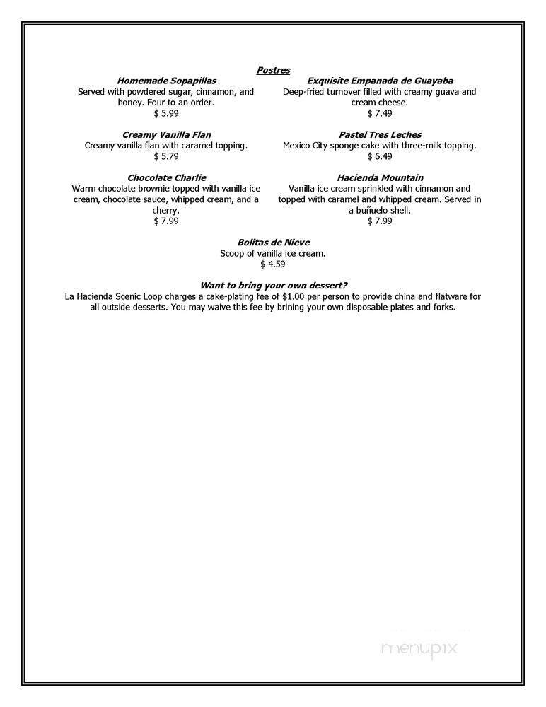 La Hacienda - Boerne, TX menu_pic