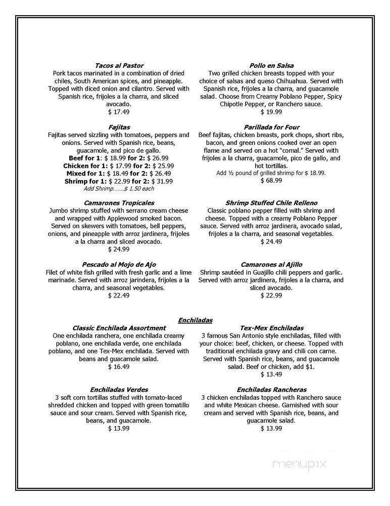 La Hacienda - Boerne, TX menu_pic