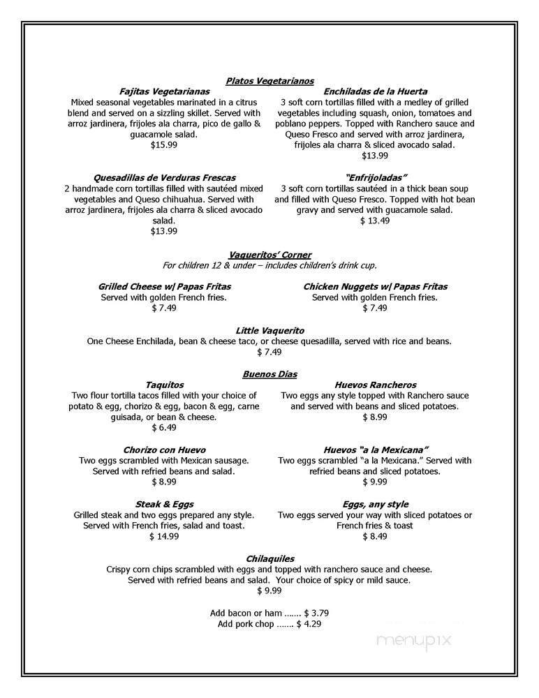 La Hacienda - Boerne, TX menu_pic