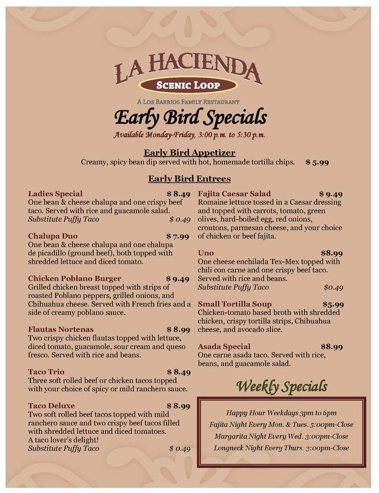 La Hacienda - Boerne, TX menu_pic