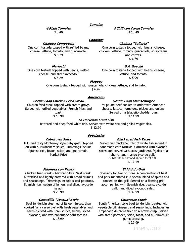 La Hacienda - Boerne, TX menu_pic