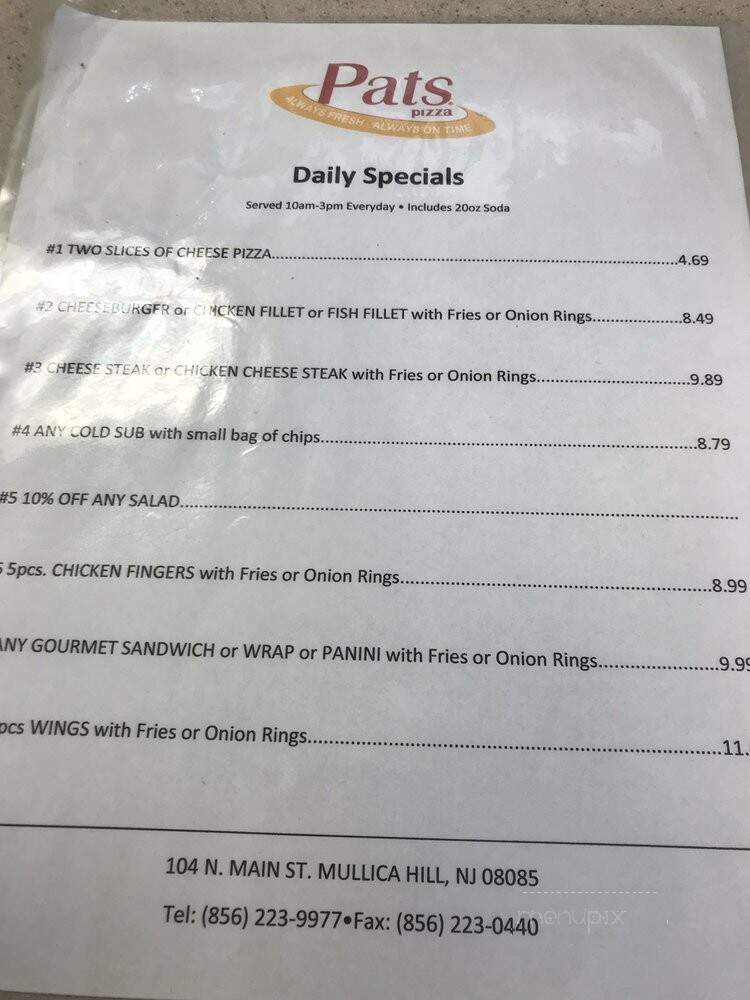 Pat's Family Restaurant - Mullica Hill, NJ menu_pic