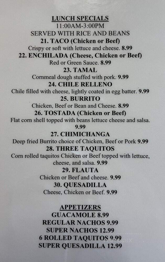 La Villa Restaurant - Lincoln, CA menu_pic