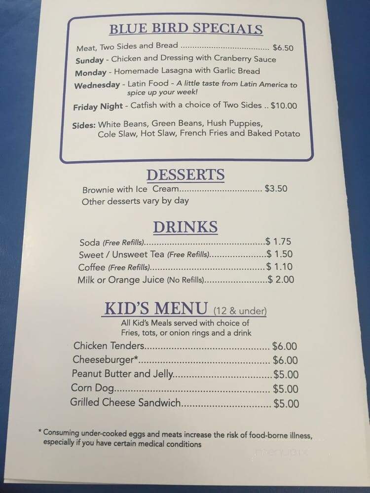 Bluebird Cafe - Pulaski, TN menu_pic